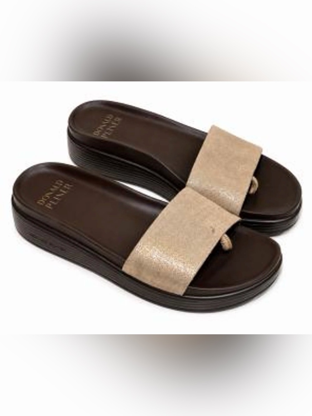 Donald J. Pliner Metallic Beige Slide Sandals